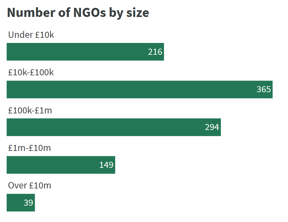 Bar chart from NGO Explorer showing labels above each of the bars